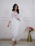 RICH LOOK PURE COTTON EMBROIDERY WORK TOP BOTTOM WITH DUPATTA WHITE