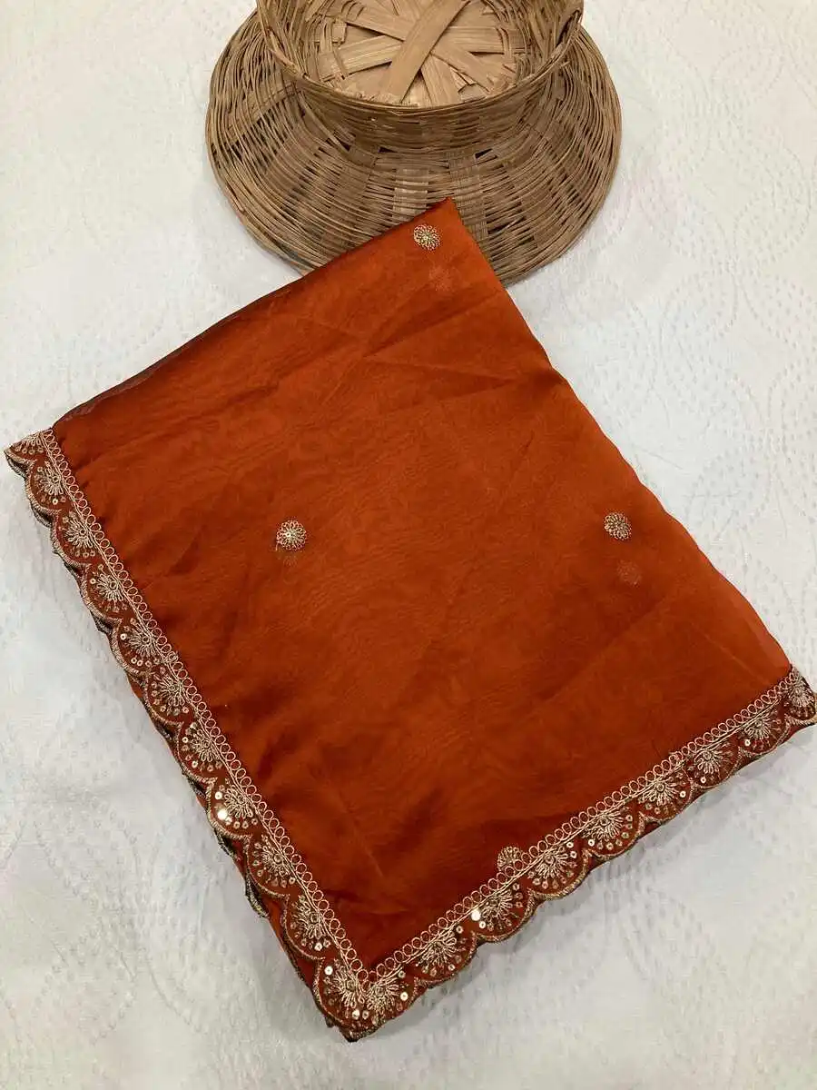 RICH LOOK RANGOLI SILK EMBROIDERY CUTWORK WORK LACE BORDER WORK SAREE WITH UNSTITCHED BLOUSE PARTY WEAR WHOLESALE PRICE ETHNIC GARMENT (18)