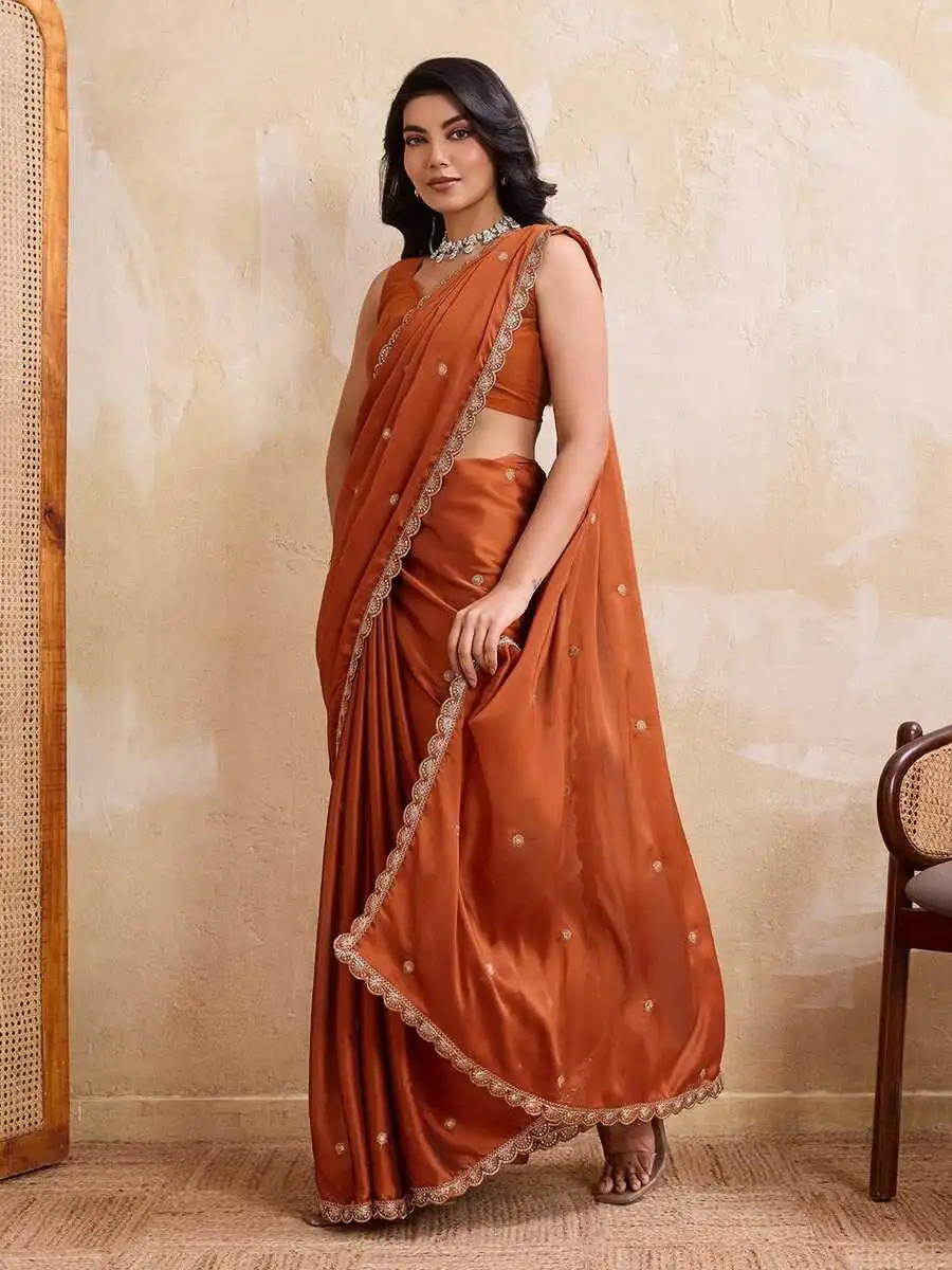 RICH LOOK RANGOLI SILK EMBROIDERY CUTWORK WORK LACE BORDER WORK SAREE WITH UNSTITCHED BLOUSE PARTY WEAR WHOLESALE PRICE ETHNIC GARMENT (6)