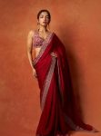 RICH LOOK RANGOLI SILK SEQUENCE AND DORI EMBROIDERY WORK LACE BORDER WORK SAREE WITH UNSTITCHED BLOUSE RED