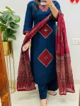 RICH LOOK RAYON APPLIQ WORK TOP BOTTOM WITH DUPATTA FESTIVE WEAR WHOLESALE PRICE ETHNIC GARMENT (6)