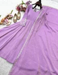 RICH LOOK ROMAN SHIMMER SILK EMBROIDERY 5 MM SEQUENCE WORK GOWN WITH DUPATTA FESTIVE WEAR WHOLESALE PRICE ETHNIC GARMENT (2)