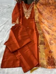 RICH LOOK ROMAN SILK EMBROIDERY WITH SEQUENCE WORK TOP BOTTOM WITH DUPATTA FESTIVE WEAR WHOLESALE PRICE ETHNIC GARMENT (2)