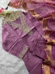 RICH LOOK ROMAN SILK EMBROIDERY WITH SEQUENCE WORK TOP BOTTOM WITH DUPATTA FESTIVE WEAR WHOLESALE PRICE ETHNIC GARMENT (3)