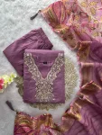RICH LOOK ROMAN SILK EMBROIDERY WITH SEQUENCE WORK TOP BOTTOM WITH DUPATTA FESTIVE WEAR WHOLESALE PRICE ETHNIC GARMENT (3)