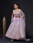 RICH LOOK SATIN SILK SEQUENCE & THREAD WORK LEHENGA CHOLI WITH DUPATTA WEDDING WEAR WHOLESALE PRICE ETHNIC GARMENT (6)