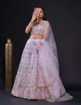 RICH LOOK SATIN SILK SEQUENCE & THREAD WORK LEHENGA CHOLI WITH DUPATTA WEDDING WEAR WHOLESALE PRICE ETHNIC GARMENT (6)