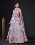 RICH LOOK SATIN SILK SEQUENCE & THREAD WORK LEHENGA CHOLI WITH DUPATTA LAVENDER