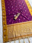 RICH LOOK SOFT SILK ZARI WORK COPPER & SILVER FANCY BUTTI WITH SATIN BORDER WORK SAREE WITH UNSTITCHED BLOUSE FESTIVE WEAR WHOLESALE PRICE ETHNIC GARMENT (11).jpg.webp