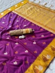 RICH LOOK SOFT SILK ZARI WORK COPPER & SILVER FANCY BUTTI WITH SATIN BORDER WORK SAREE WITH UNSTITCHED BLOUSE FESTIVE WEAR WHOLESALE PRICE ETHNIC GARMENT (11).jpg.webp