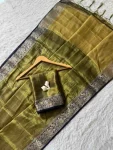 RICH LOOK SPACE SILK ZARI BORDER WEAVING WORK SAREE WITH UNSTITCHED BLOUSE FESTIVE WEAR WHOLESALE PRICE ETHNIC GARMENT (13)