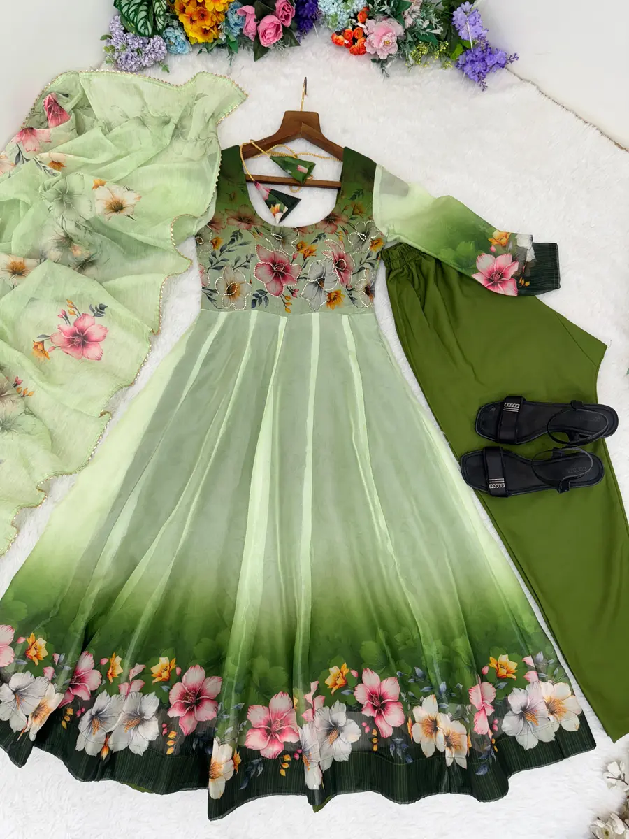 RICH LOOK TABBY ORGANZA SILK DIGITAL PRINT WITH HAND WORK GOWN BOTTOM WITH DUPATTA FESTIVE WEAR WHOLESALE PRICE ETHNIC GARMENT (7)