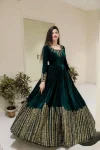 RICH LOOK VELEVT THREAD WITH SEQUENCE WORK GOWN WITH DUPATTA WEDDING WEAR WHOLESALE PRICE ETHNIC GARMENT (4)