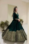 RICH LOOK VELEVT THREAD WITH SEQUENCE WORK GOWN WITH DUPATTA WEDDING WEAR WHOLESALE PRICE ETHNIC GARMENT (4)