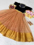 RICH LOOK VELVET AND ORGANZA MAGGAM WORK LEHENGA CHOLI FESTIVE WEAR WHOLESALE PRICE ETHNIC GARMENT (2)