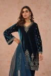 RICH LOOK VELVET CODING SEQUENCE EMBROIDERY WORK TOP PALAZZO WITH DUPATTA FESTIVE WEAR WHOLESALE PRICE ETHNIC GARMENT (3)