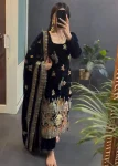 RICH LOOK VELVET EMBROIDERY CODING SEQUENCE WORK TOP BOTTOM WITH DUPATTA FESTIVE WEAR WHOLESALE PRICE ETHNIC GARMENT (3)