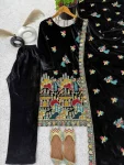 RICH LOOK VELVET EMBROIDERY CODING SEQUENCE WORK TOP BOTTOM WITH DUPATTA FESTIVE WEAR WHOLESALE PRICE ETHNIC GARMENT (3)