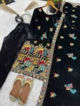 RICH LOOK VELVET EMBROIDERY CODING SEQUENCE WORK TOP BOTTOM WITH DUPATTA FESTIVE WEAR WHOLESALE PRICE ETHNIC GARMENT (3)