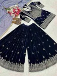 RICH LOOK VELVET EMBROIDERY CODING SEQUENCE WORK TOP PALAZZO WITH DUPATTA WEDDING WEAR WHOLESALE PRICE ETHNIC GARMENT (5)