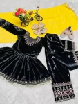 RICH LOOK VELVET EMBROIDERY SEQUENCE WORK KID’S TOP BOTTOM WITH DUPATTA FESTIVE WEAR WHOLESALE PRICE ETHNIC GARMENT (3)