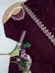 RICH LOOK VELVET SEQUENCE CODING EMBROIDERY WORK TOP BOTTOM WITH DUPATTA FESTIVE WEAR WHOLESALE PRICE ETHNIC GARMENT (3)