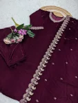 RICH LOOK VELVET SEQUENCE CODING EMBROIDERY WORK TOP BOTTOM WITH DUPATTA FESTIVE WEAR WHOLESALE PRICE ETHNIC GARMENT (3)