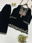 RICH LOOK VELVET SEQUENCE EMBROIDERY WORK TOP PALAZZO SET TRADITIONAL WEAR WHOLESALE PRICE ETHNIC GARMENT (4)