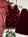 RICH LOOK VELVET SEQUENCE EMBROIDERY WORK TOP PALAZZO WITH DUPATTA FESTIVE WEAR WHOLESALE PRICE ETHNIC GARMENT (2)
