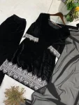 RICH LOOK VELVET SEQUENCE EMBROIDERY WORK TOP PALAZZO WITH DUPATTA FESTIVE WEAR WHOLESALE PRICE ETHNIC GARMENT (2)