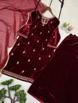 RICH LOOK VELVET SEQUENCE EMBROIDERY WORK TOP PALAZZO WITH DUPATTA FESTIVE WEAR WHOLESALE PRICE ETHNIC GARMENT (2)
