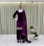 RICH LOOK VELVET SEQUENCE EMBROIDERY WORK TOP PALAZZO WITH DUPATTA FESTIVE WEAR WHOLESALE PRICE ETHNIC GARMENT (2)