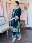 RICH LOOK VELVET SEQUENCE EMBROIDERY WORK TOP PALAZZO WITH DUPATTA FESTIVE WEAR WHOLESALE PRICE ETHNIC GARMENT (7)