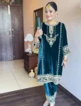 RICH LOOK VELVET SEQUENCE EMBROIDERY WORK TOP PALAZZO WITH DUPATTA FESTIVE WEAR WHOLESALE PRICE ETHNIC GARMENT (7)