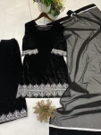 RICH LOOK VELVET SEQUENCE EMBROIDERY WORK TOP PALAZZO WITH DUPATTA FESTIVE WEAR WHOLESALE PRICE ETHNIC GARMENT (2)