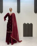 RICH LOOK VELVET SEQUENCE EMBROIDERY WORK TOP PALAZZO WITH DUPATTA FESTIVE WEAR WHOLESALE PRICE ETHNIC GARMENT (2)