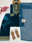 RICH LOOK VELVET SEQUENCE & ZARI EMBROIDERY WORK TOP PALAZZO WITH DUPATTA FESTIVE WEAR WHOLESALE PRICE ETHNIC GARMENT (6)