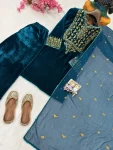 RICH LOOK VELVET SEQUENCE & ZARI EMBROIDERY WORK TOP PALAZZO WITH DUPATTA FESTIVE WEAR WHOLESALE PRICE ETHNIC GARMENT (6)