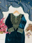 RICH LOOK VELVET SEQUENCE & ZARI EMBROIDERY WORK TOP PALAZZO WITH DUPATTA FESTIVE WEAR WHOLESALE PRICE ETHNIC GARMENT (6)
