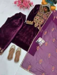 RICH LOOK VELVET SEQUENCE & ZARI EMBROIDERY WORK TOP PALAZZO WITH DUPATTA WEDDING WEAR WHOLESALE PRICE ETHNIC GARMENT (1)