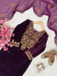 RICH LOOK VELVET SEQUENCE & ZARI EMBROIDERY WORK TOP PALAZZO WITH DUPATTA WEDDING WEAR WHOLESALE PRICE ETHNIC GARMENT (1)