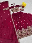 RICH LOOK VICHITRA SILK EMBROIDERY THREAD & SEQUENCE WORK LEHENGA CHOLI WITH DUPATTA WEDDING WEAR WHOLESALE PRICE ETHNIC GARMENT (8)
