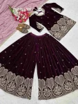 RICH LOOK VISCOSE VELVET EMBROIDERY MULTI NEEDLE SEQUENCE WORK TOP PALAZZO WITH DUPATTA FESTIVE WEAR WHOLESALE PRICE ETHNIC GARMENT (3)