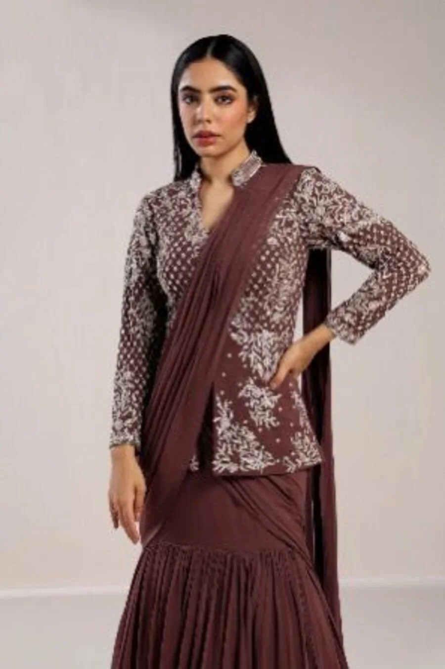 TRENDING CHINON SEQUENCE EMBROIDERY WORK KOTI WITH LEHENGA SAREE PARTY WEAR WHOLESALE PRICE ETHNIC GARMENT (3)