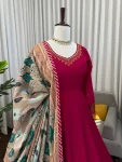 TRENDING CHINON SILK THREAD WITH SEQUENCE WORK GOWN BOTTOM WITH DUPATTA FESTIVE WEAR WHOLESALE PRICE ETHNIC GARMENT (2)