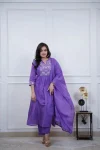 TRENDING COTTON SEQUENCE EMBROIDERY WORK TOP BOTTOM WITH DUPATTA LAVENDER