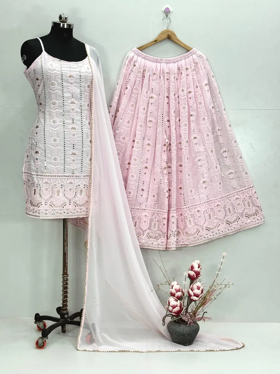 TRENDING GEORGETTE EMBROIDERY SEQUENCE BOTH SIDE WORK TOP PALAZZO WITH DUPATTA PARTY WEAR WHOLESALE PRICE ETHNIC GARMENT (3)