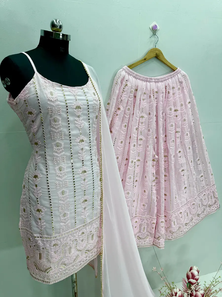 TRENDING GEORGETTE EMBROIDERY SEQUENCE BOTH SIDE WORK TOP PALAZZO WITH DUPATTA PARTY WEAR WHOLESALE PRICE ETHNIC GARMENT (6)