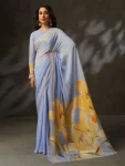 TRENDING GEORGETTE SILK DIGITAL PRINTED WITH CROCHET WORK SAREE WITH UNSTITCHED BLOUSE LAVENDER