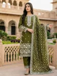 TRENDING GMY SILK EMBROIDERY SEQUENCE WORK TOP PALAZZO WITH DUPATTA GREEN